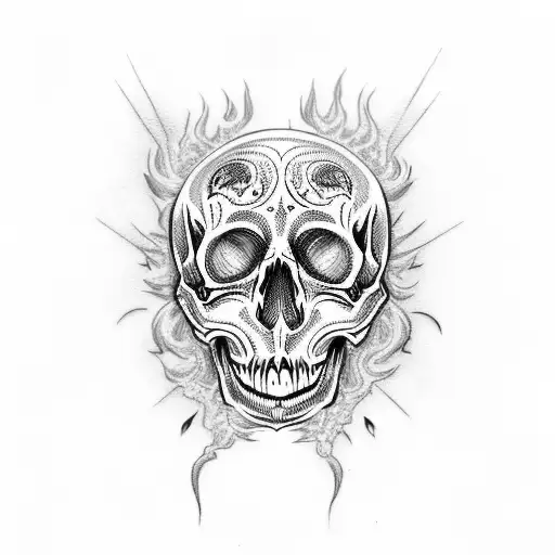 Skull With Flaming Blue Eye