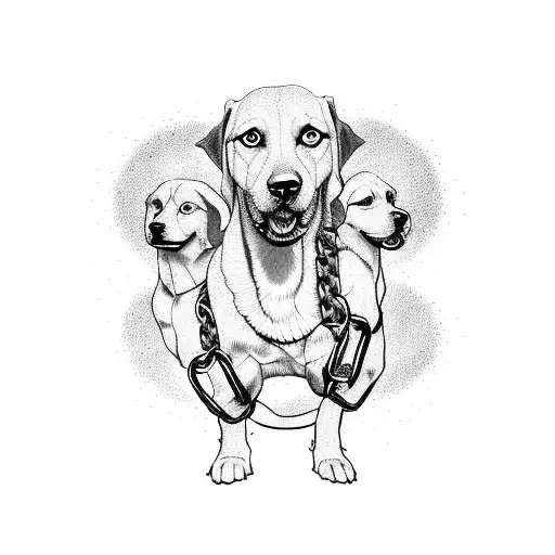Three Headed Dog With Chains