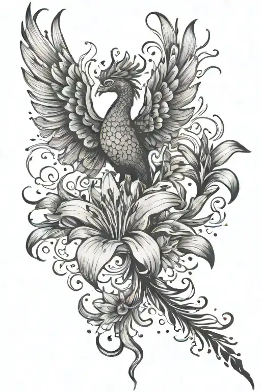 Lily Flower And Phoenix Rising