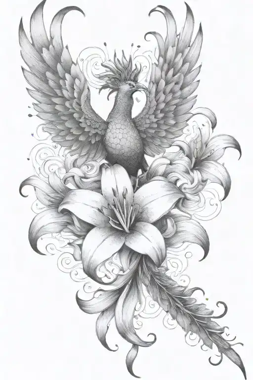 Lily Flower And Phoenix Rising