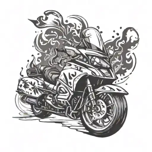 A Rock N Roll Inspired Snowmobile Design With Flames And Music Notes Trailing Behind
