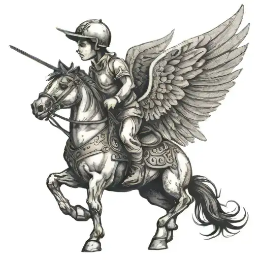 Child Vigilante On A Winged Horse