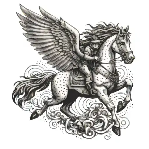 Child Vigilante On A Winged Horse