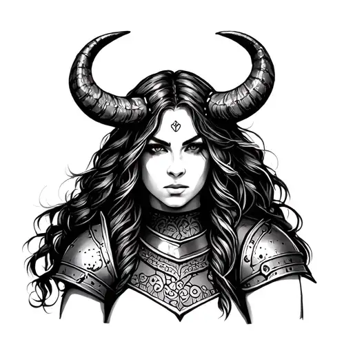 Female Viking With Horns And Full Body Armour