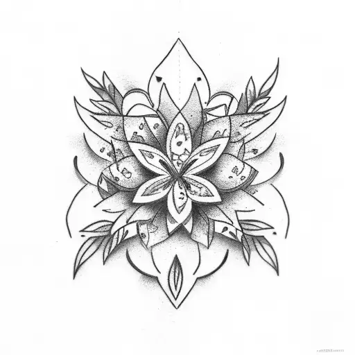 Tribal With The National Flowers Of Hawaii On The Top