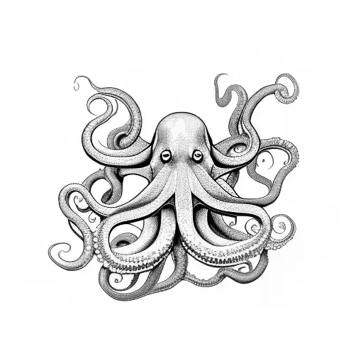 Octopus Making Heart With Tentacles For A Couple