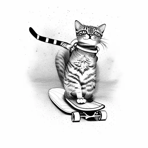 Cute Cat Riding A Skateboard