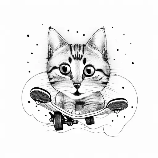 Cute Cat Riding A Skateboard