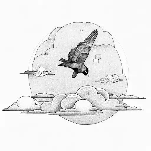 Bird Flying Above Clouds