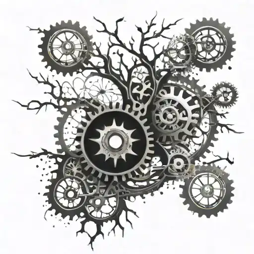 A Clockwork Tree With Mechanic Gears As Branches