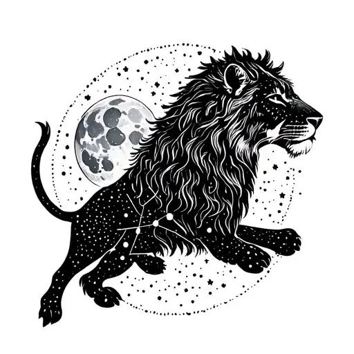 Leo Constellation Surrounded By A Full Moon