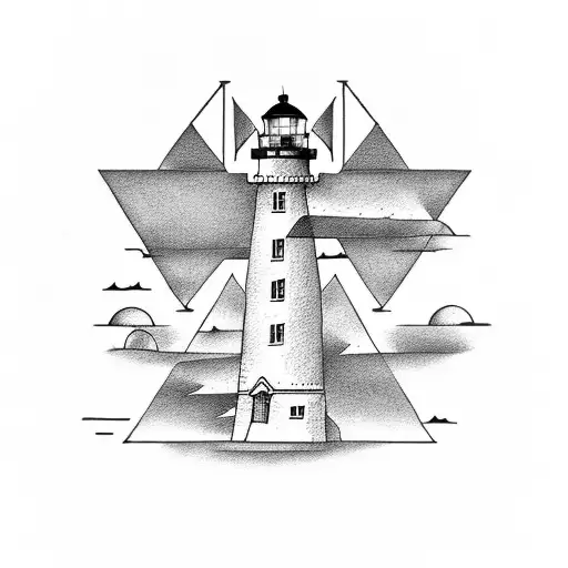 A Lighthouse With A Piece Of Land In The Shape Of A Triangle