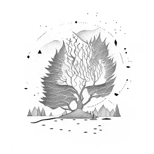 Lake And Pistacia Tree