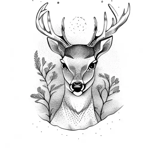 Deer With Moon