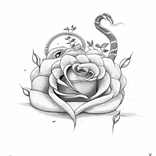 A Snake Slithering Through A Field Of Roses Surrounded By Smoke