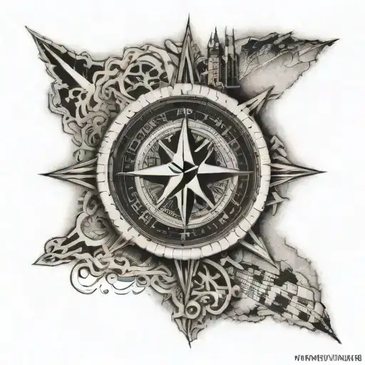 A Compass Rose Incorporating The Nfl Logo And A Map Of Bucharest