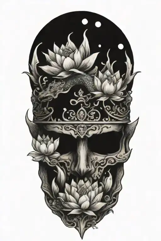 Crown With Lotus Flowers And Dragon