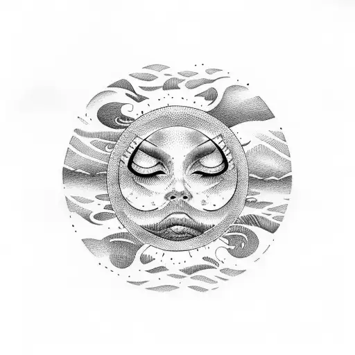 Sun And Wave In A Round Shape