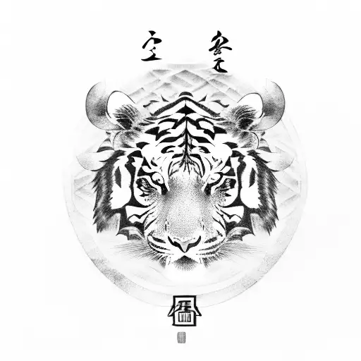 Chinese Tiger And Samurai And Dragon