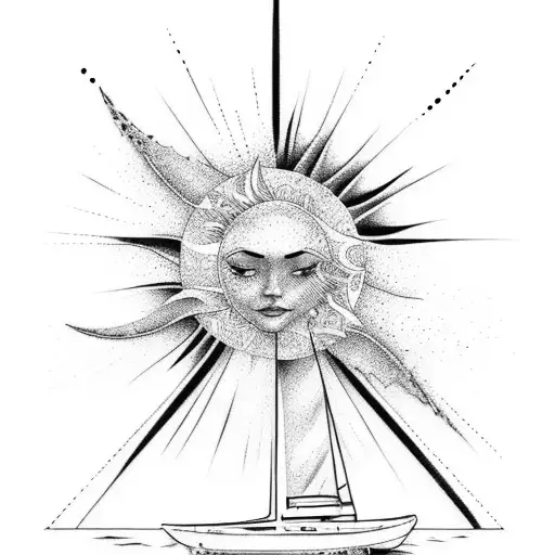 Sailboat With Waves And Sun