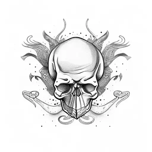 Skull With Flamingo On Eyes