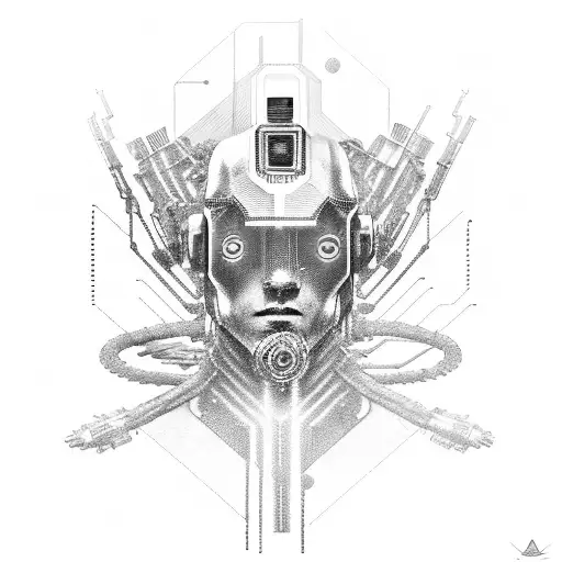 Cyberpunk Style Robovein And Microchip Tattoo With Uv Ink Details