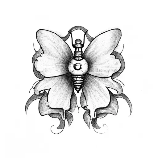 Butterfly With A Pirate Ship Inside The Wings Drawn