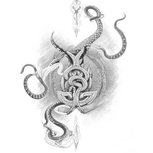 Trident With A Snake Around