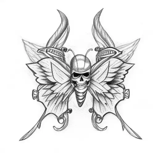 Butterfly With Pirate Ship Drawing Inside Of This Wings