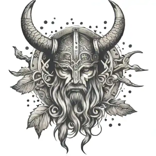 A Sensual And Mysterious Tattoo Combining Elements Of Rock Music And Vikings