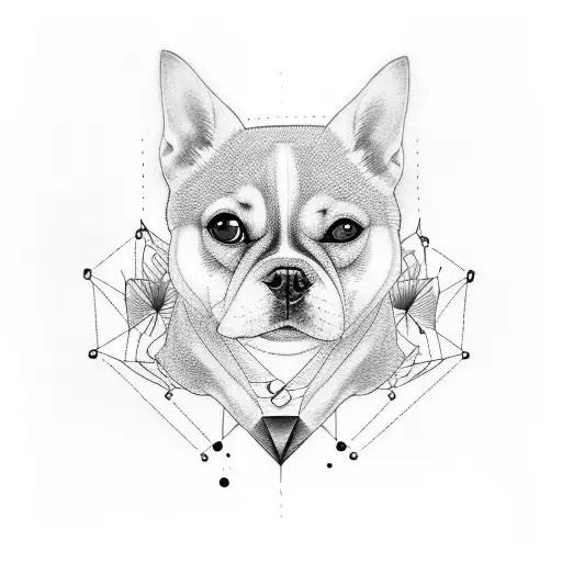 Minimalist Thin Line Tattoo With Two Dog Faces And Universe Elements