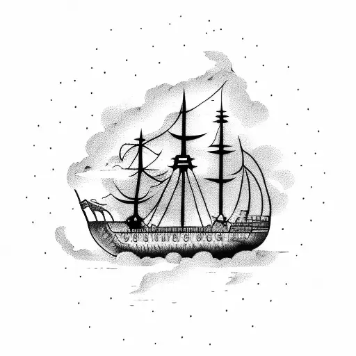 Upper Arm Tattoo Pirate Ship In Storm