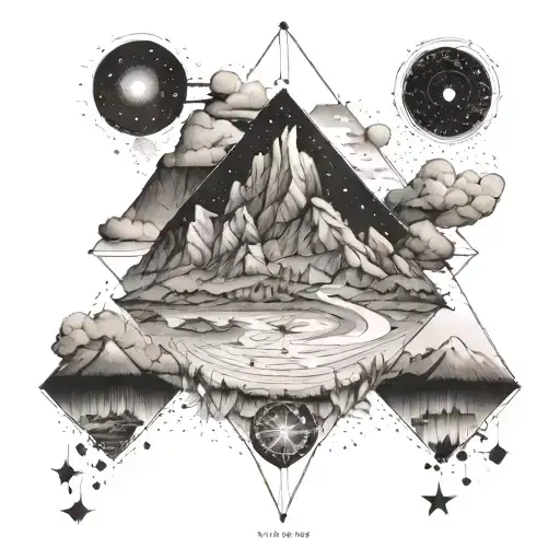 A Constellation Map Of The Traveler's Zodiac Sign Intertwined With Mountain Peaks And Hiking Trails