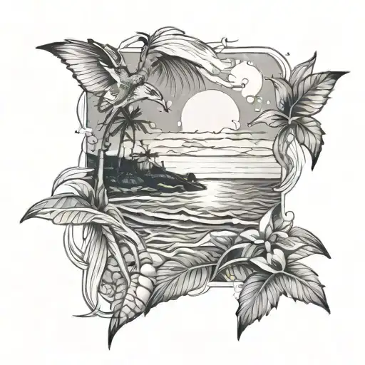 Create A Beach Scene Tattoo With Hidden Marvel And Metallica References