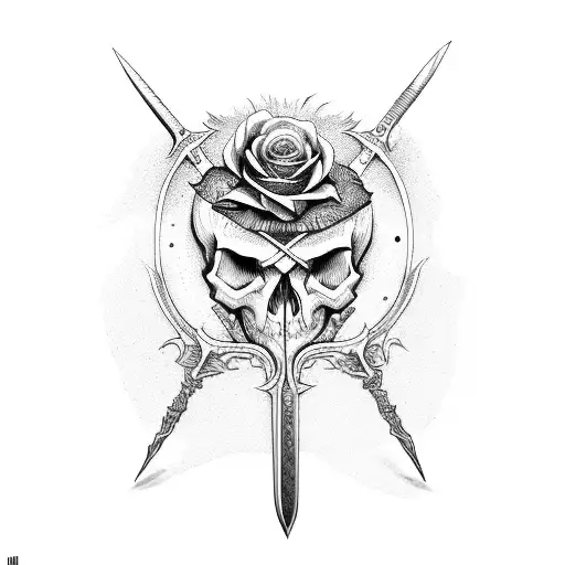 Skull And Sword And Roses