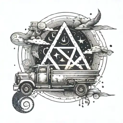 An Alchemy Symbol Incorporating Truck Elements