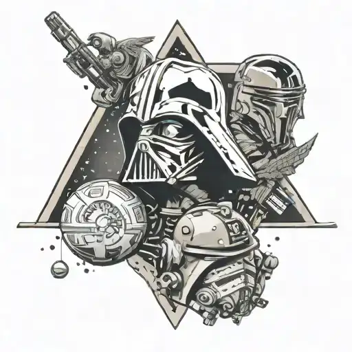 A Symmetrical Design Combining The Client's Favorite Star Wars Characters With Athletic Symbols