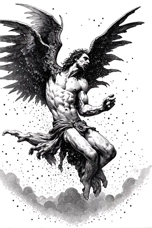 Lucifer Falling From Heaven Gates Black Metal Theme