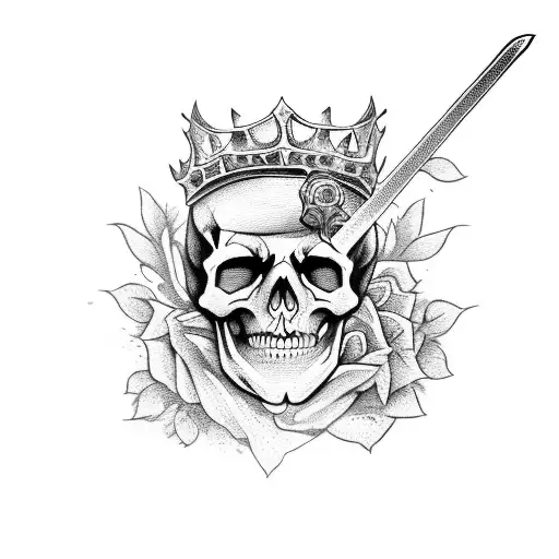 Skeleton King Holding A Sword With Flowers