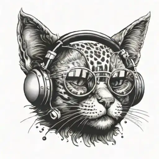 A Cat Wearing Headphones And Sunglasses