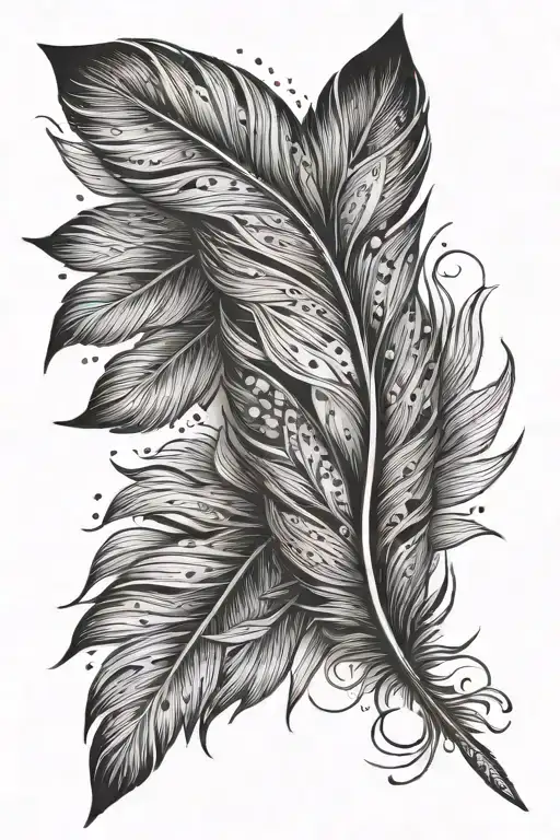 Feather With Lover And Heart