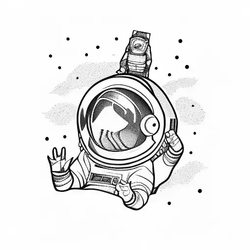Astronaut Suit Falling Through Space