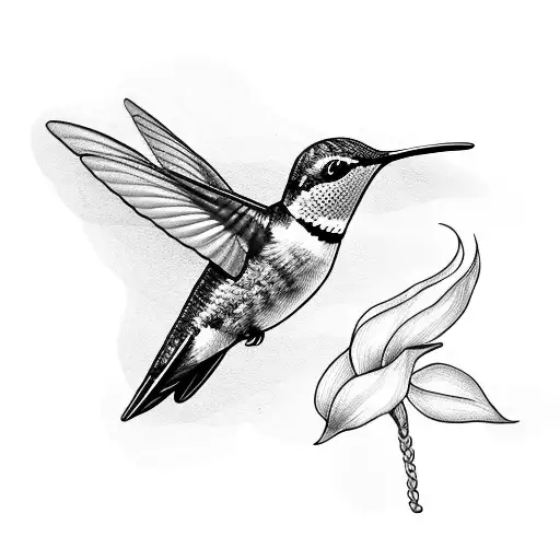 Hummingbird With Flower And Compas