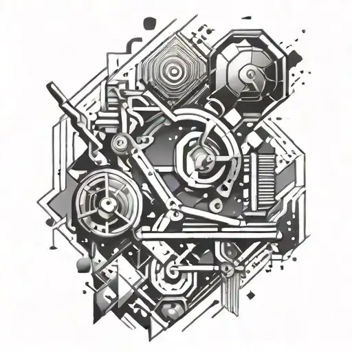 Abstract Geometric Design Incorporating Gym Equipment And Sports Symbols