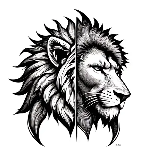 Half Spartan Half Lion Head