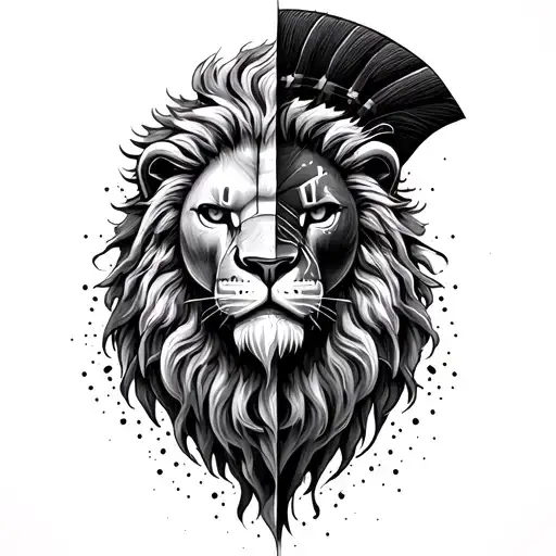 Half Spartan Half Lion Head Emerging