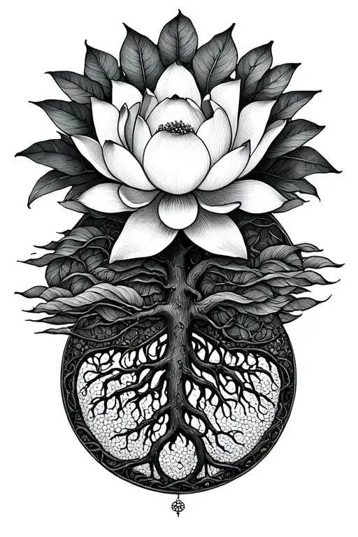 Lotus Flower And Tree Of Life