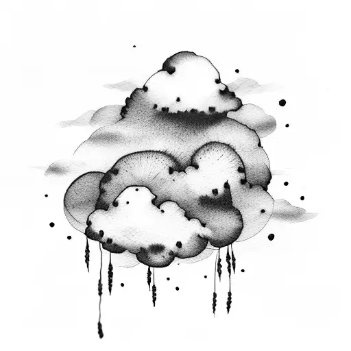 Watercolor Cloud With Black Smoke