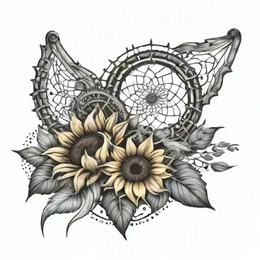 Sunflower And Dream Catcher And Marina Name Written