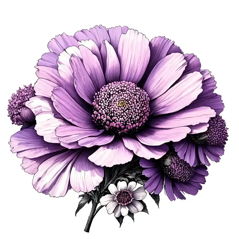 Purple Carnation Pink Cosmos White Daffodil Flowers